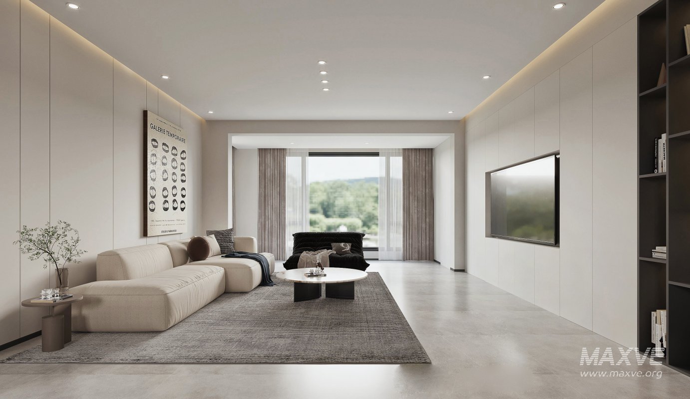 Modern living room and dining room interior scene - Image 2