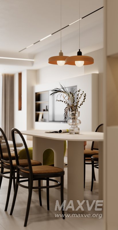 Modern living room and dining room interior scene - Image 2