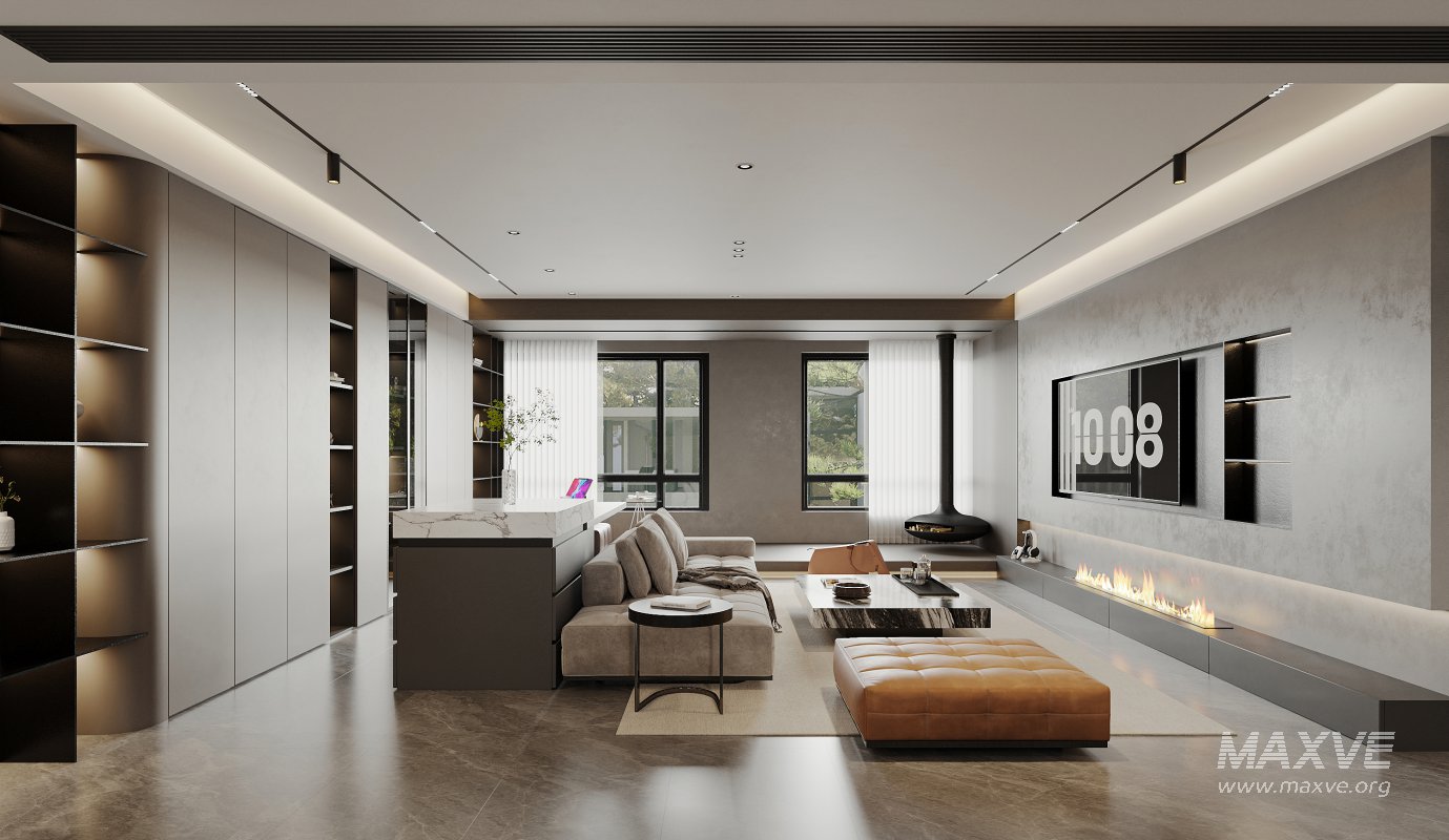 Modern living room and dining room interior scene - Image 2