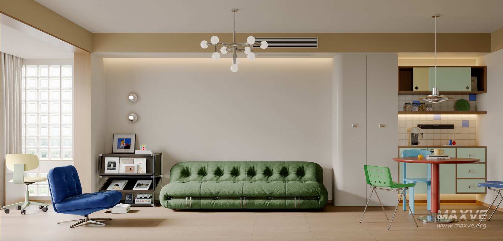 Modern living room and dining room interior scene - Image 1