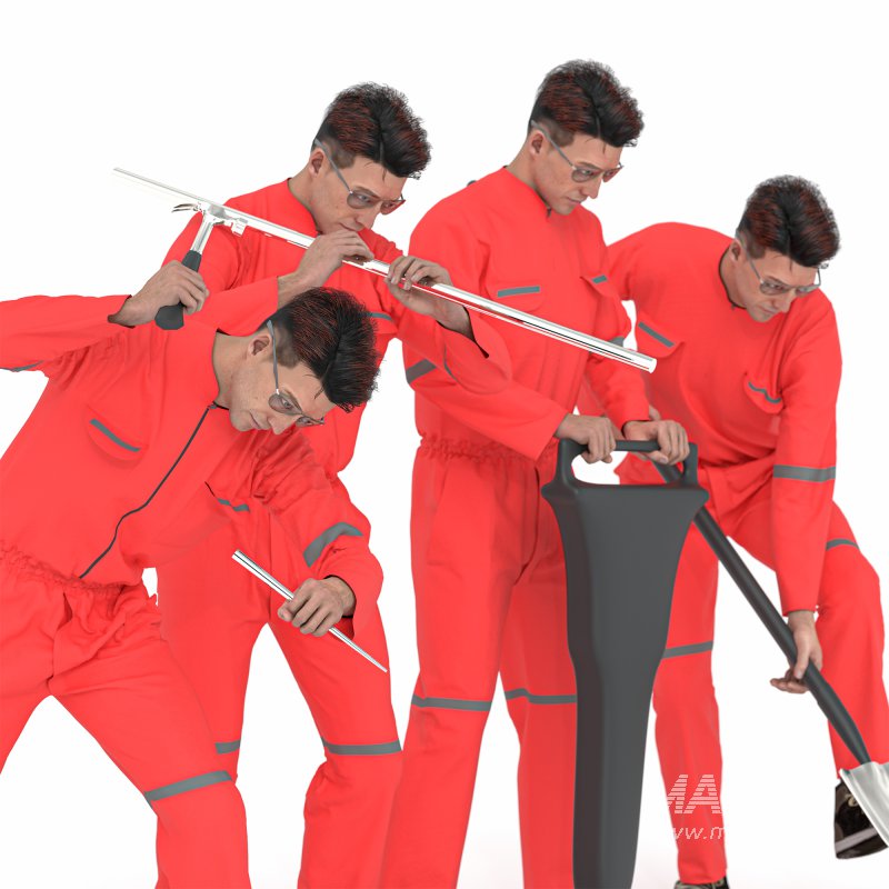 Worker Labor man work tools in 04 poses - Image 4
