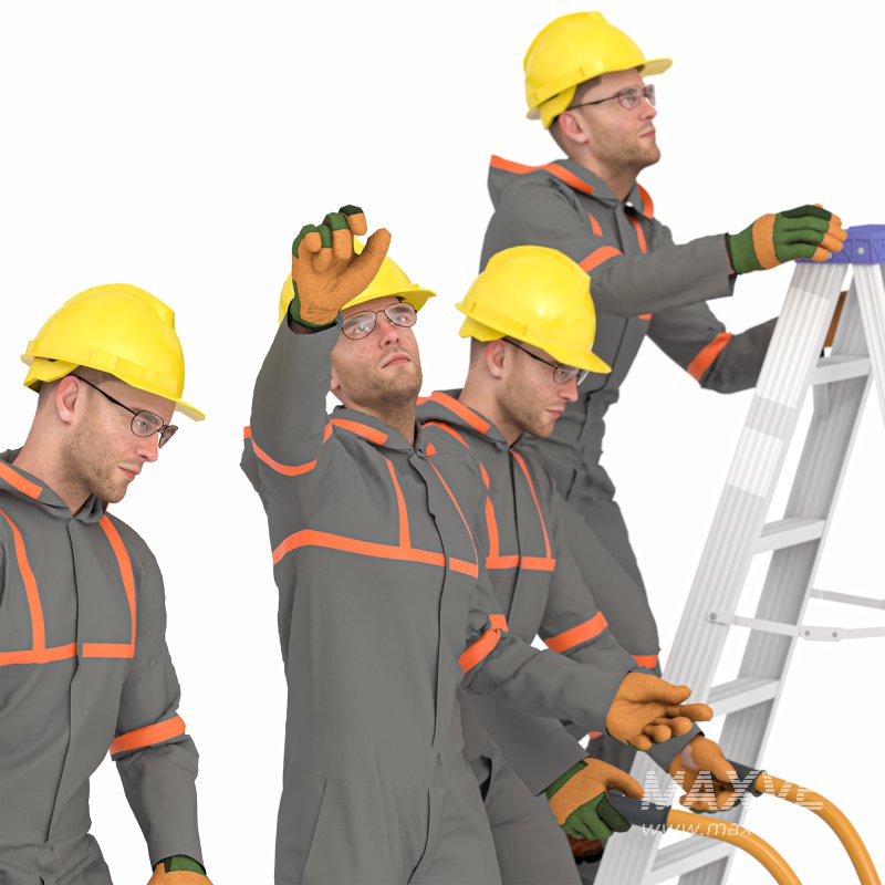 Worker labor man 04 poses - Image 4