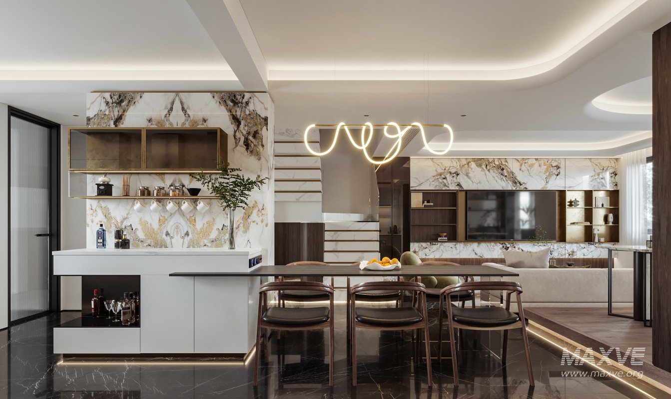 Modern living room and dining room interior scene - Image 5