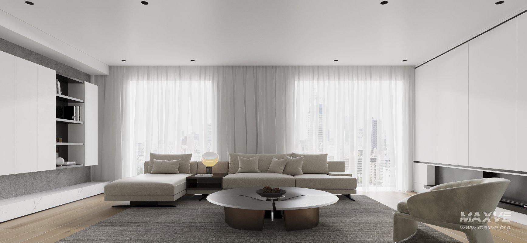 Modern living room and dining room interior scene - Image 2