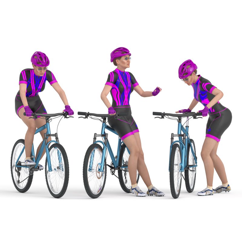 Cyclist woman in 03 poses - Image 5