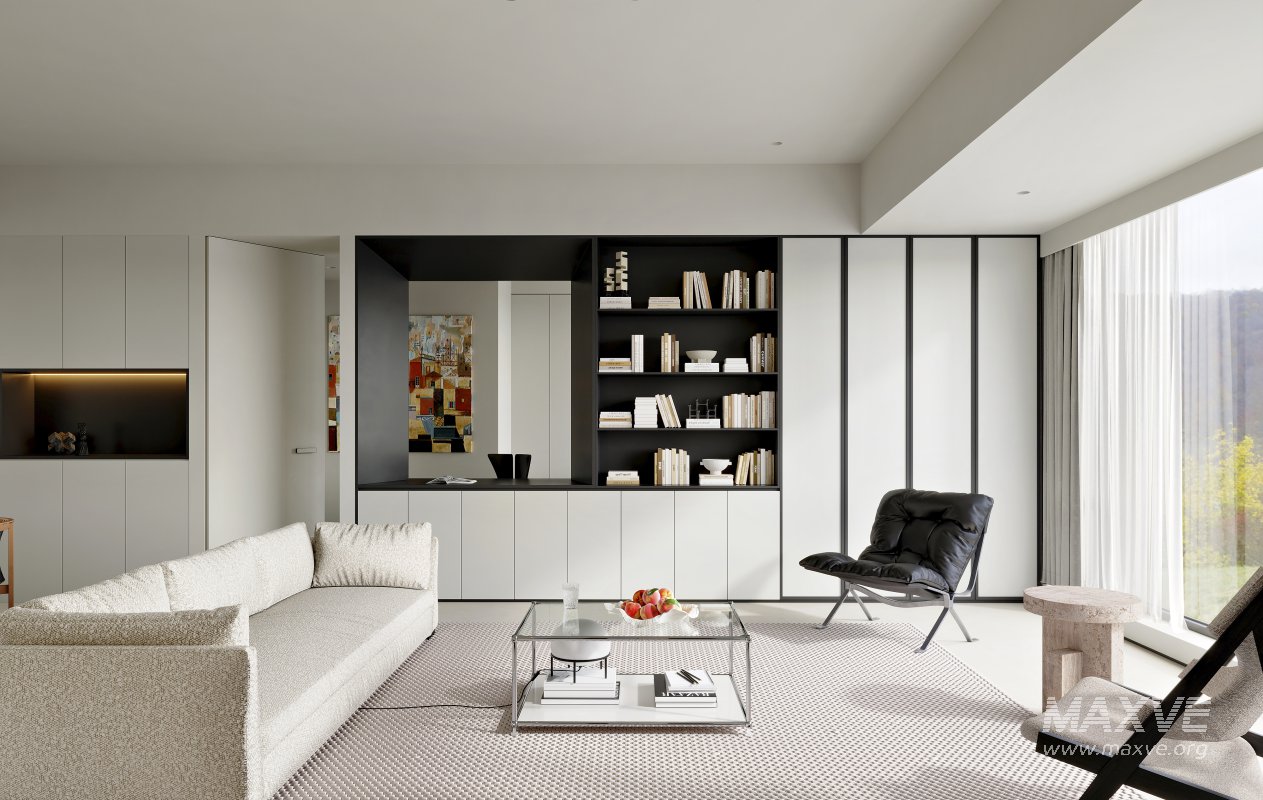 Modern living room and dining room interior scene - Image 7
