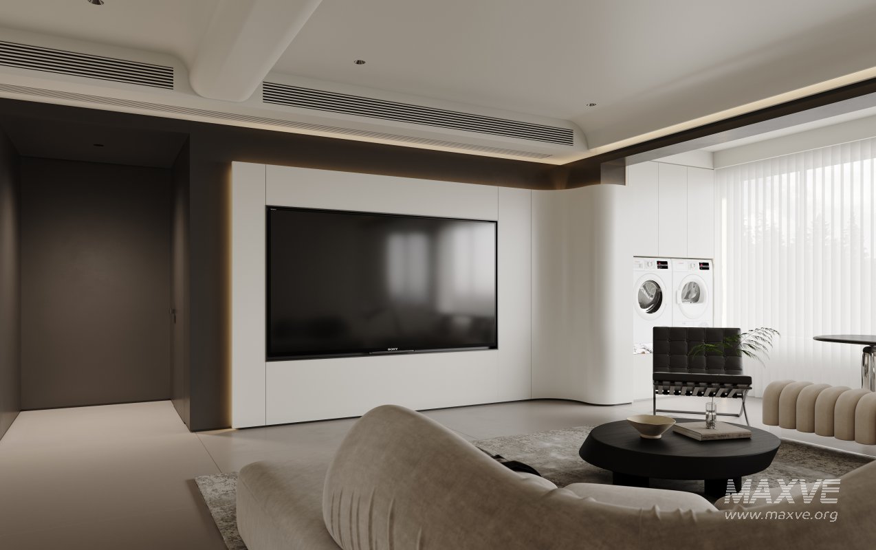 Modern living room and dining room interior scene - Image 2