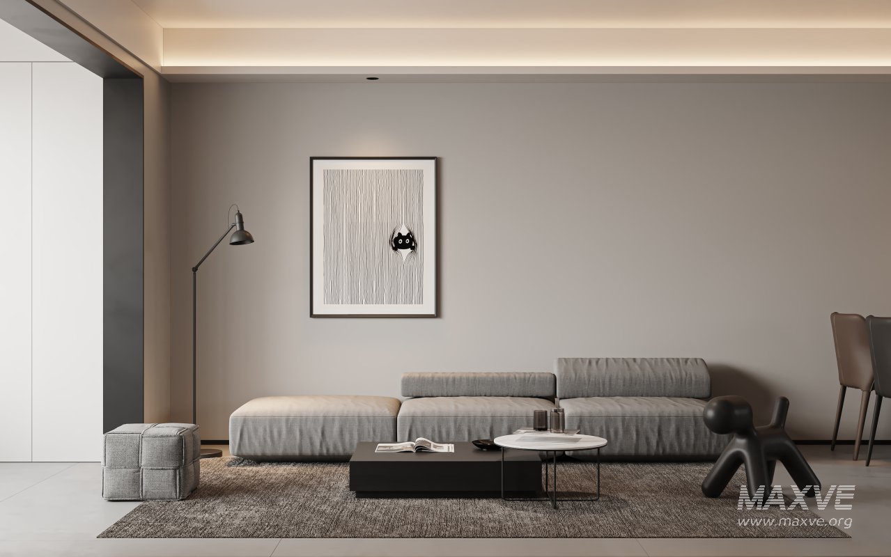 Modern living room and dining room interior scene - Image 2