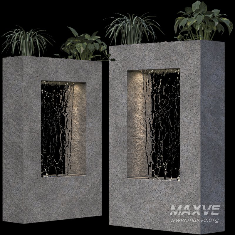Minimalist Water Wall Fountain with Planters - Image 7