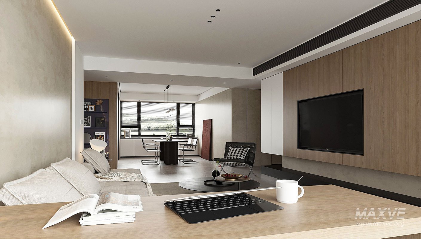 Modern living room and dining room interior scene - Image 4