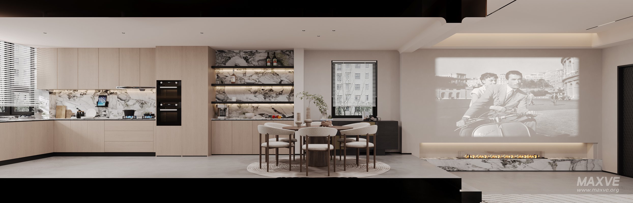 Modern living room and dining room interior scene - Image 4