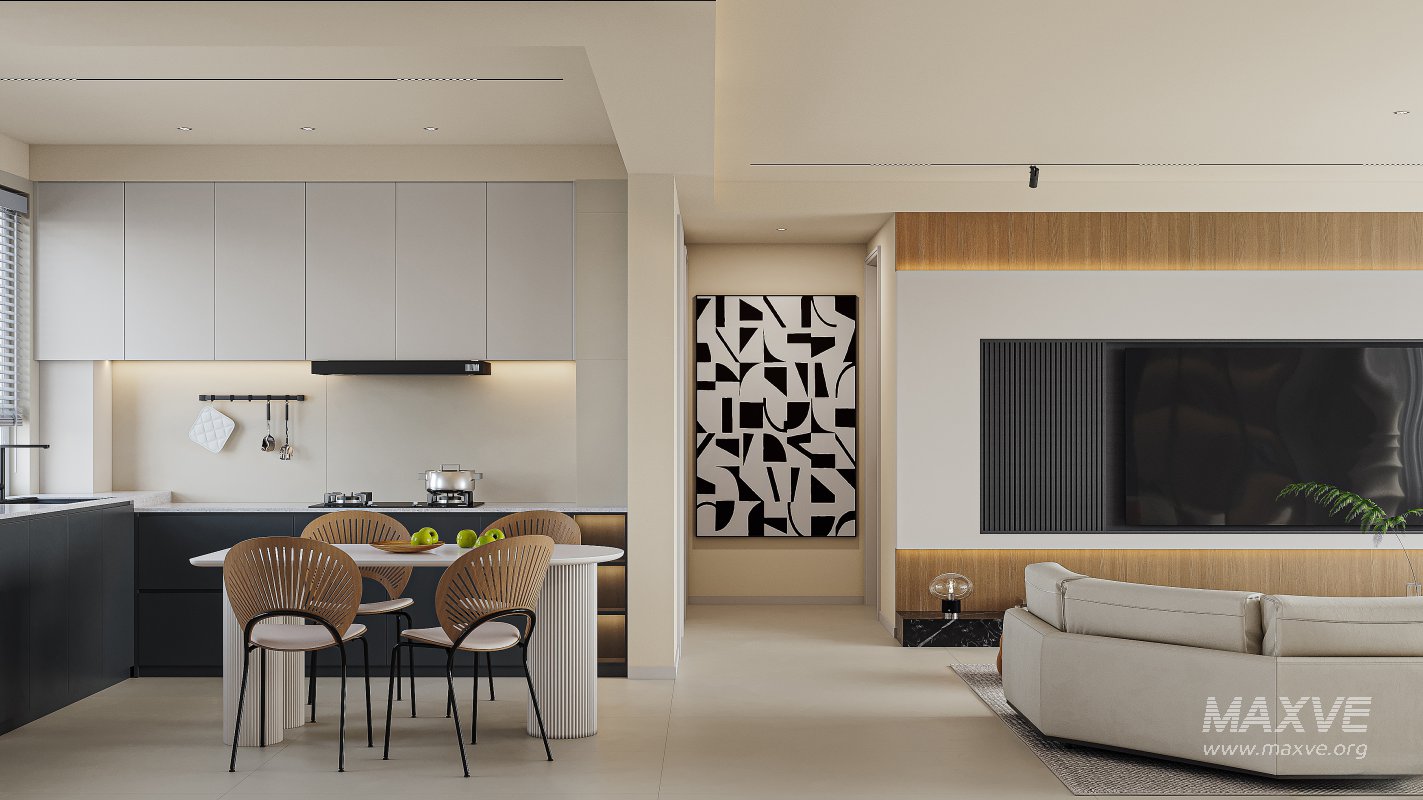 Modern living room and dining room interior scene - Image 3