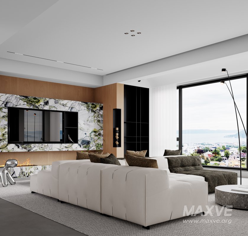 Modern living room and dining room interior scene - Image 8