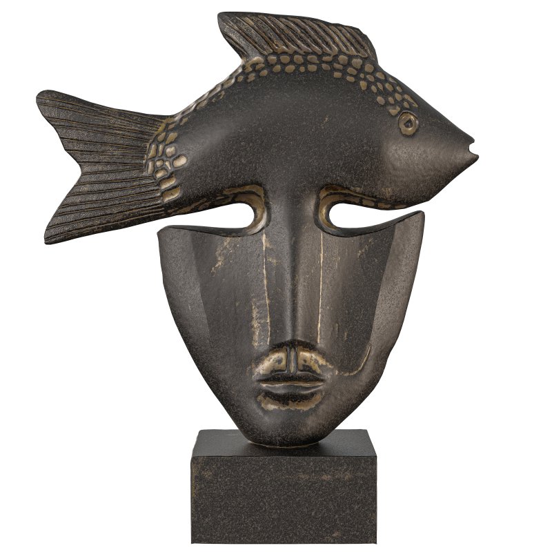 Surreal Fish Crown Face Sculpture - Image 4