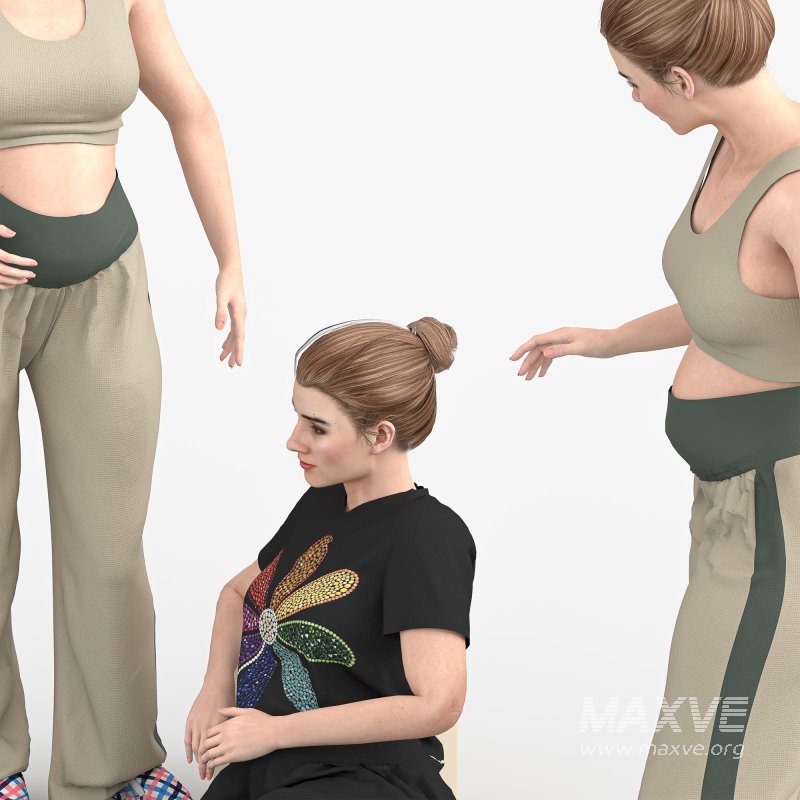 Pregnant woman 03 poses - Image 3