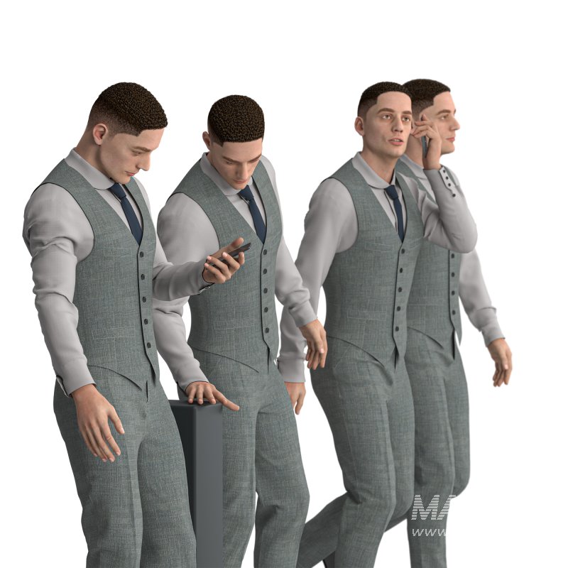 Office Man with coat vest in 04 poses - Image 2