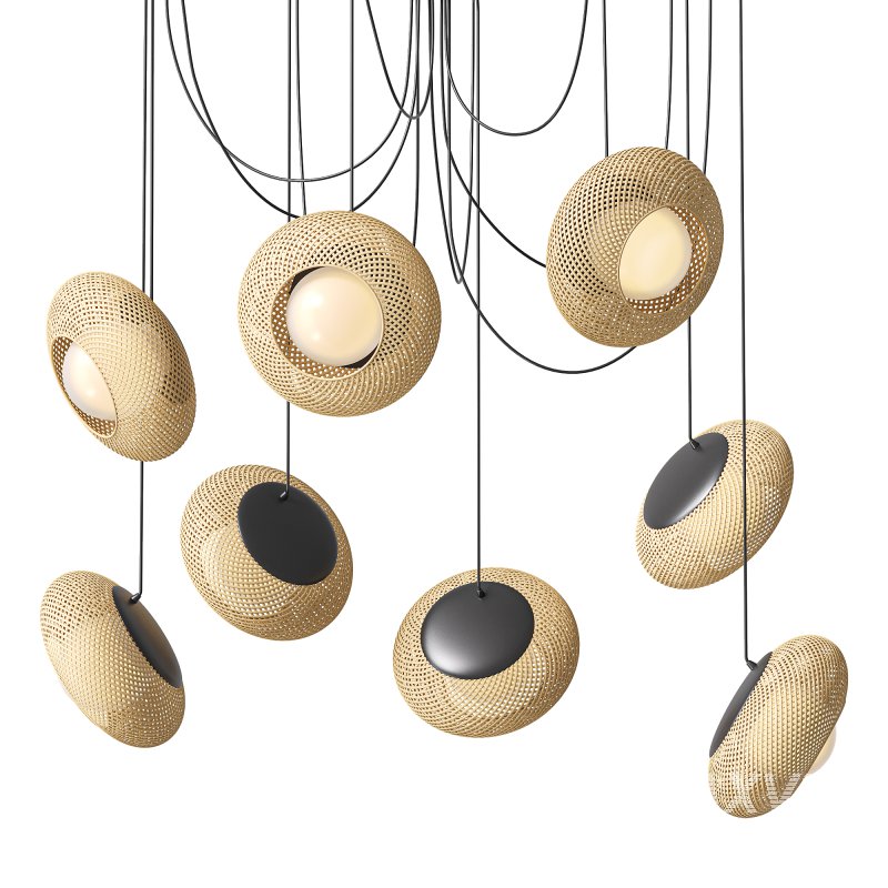 Bamboo 8 Lampshades Cluster Pendant Lamp - Image 2