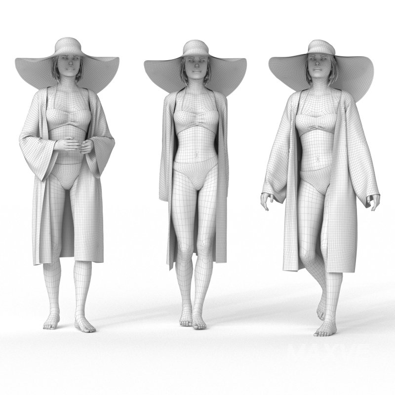 beachwear woman in 3 poses - Image 2
