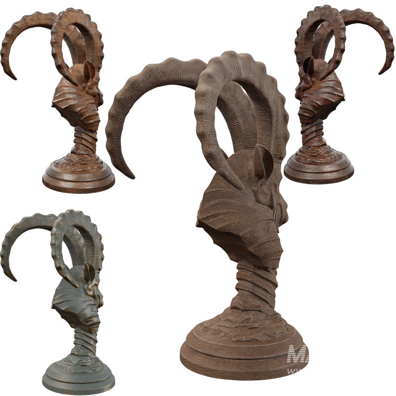 Majestic Ram Head Sculpture - Image 1