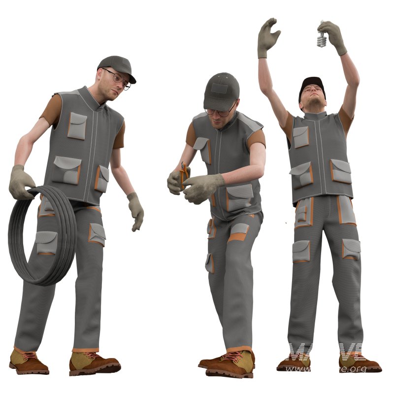 Electrician in 3 poses - Image 1