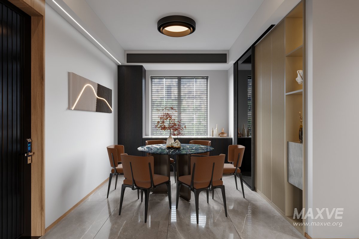 Modern living room and dining room interior scene - Image 1
