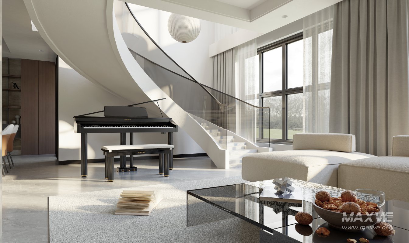 Modern living room and dining room interior scene - Image 6