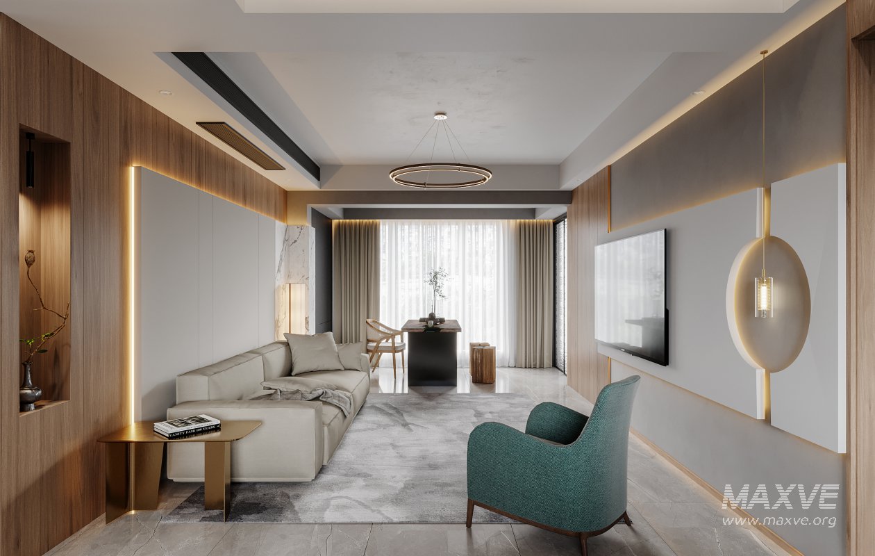 Modern living room and dining room interior scene - Image 3