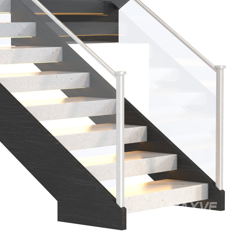 Modern Stone Stair with Framed Glass Railing - Image 6