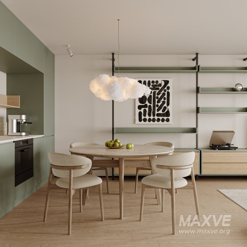 Modern living room and dining room interior scene - Image 2