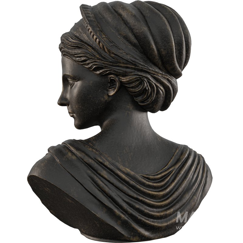 Neoclassical Female Bust with Braided Hair and Diadem - Image 4