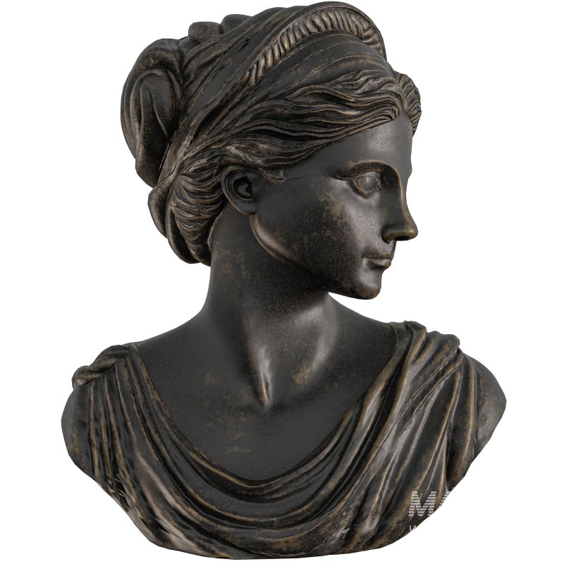 Neoclassical Female Bust with Braided Hair and Diadem - Image 1