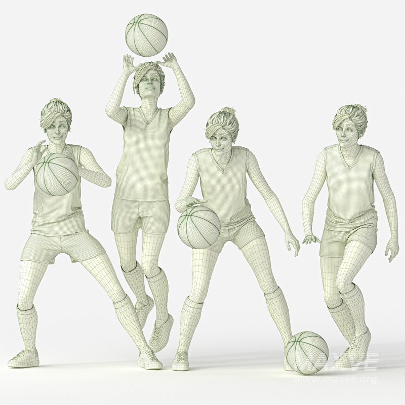Basketball Woman in 04 poses - Image 1