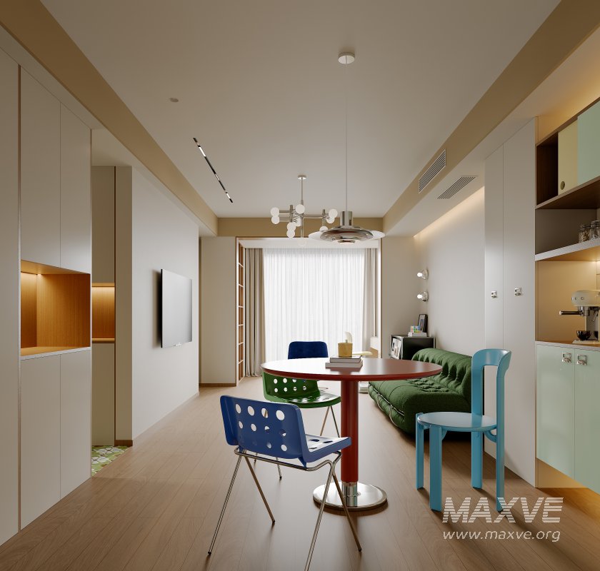 Modern living room and dining room interior scene - Image 4
