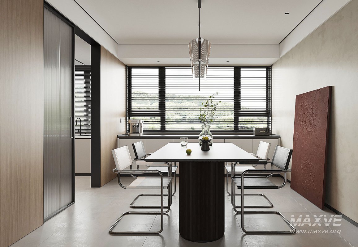 Modern living room and dining room interior scene - Image 1