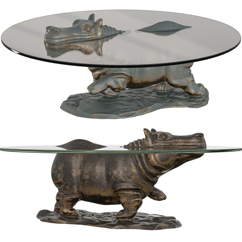 Playful Hippopotamus Coffee Table Whimsical Furniture - Image 3