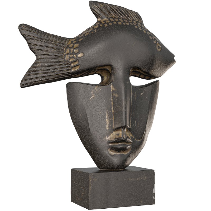 Surreal Fish Crown Face Sculpture - Image 6