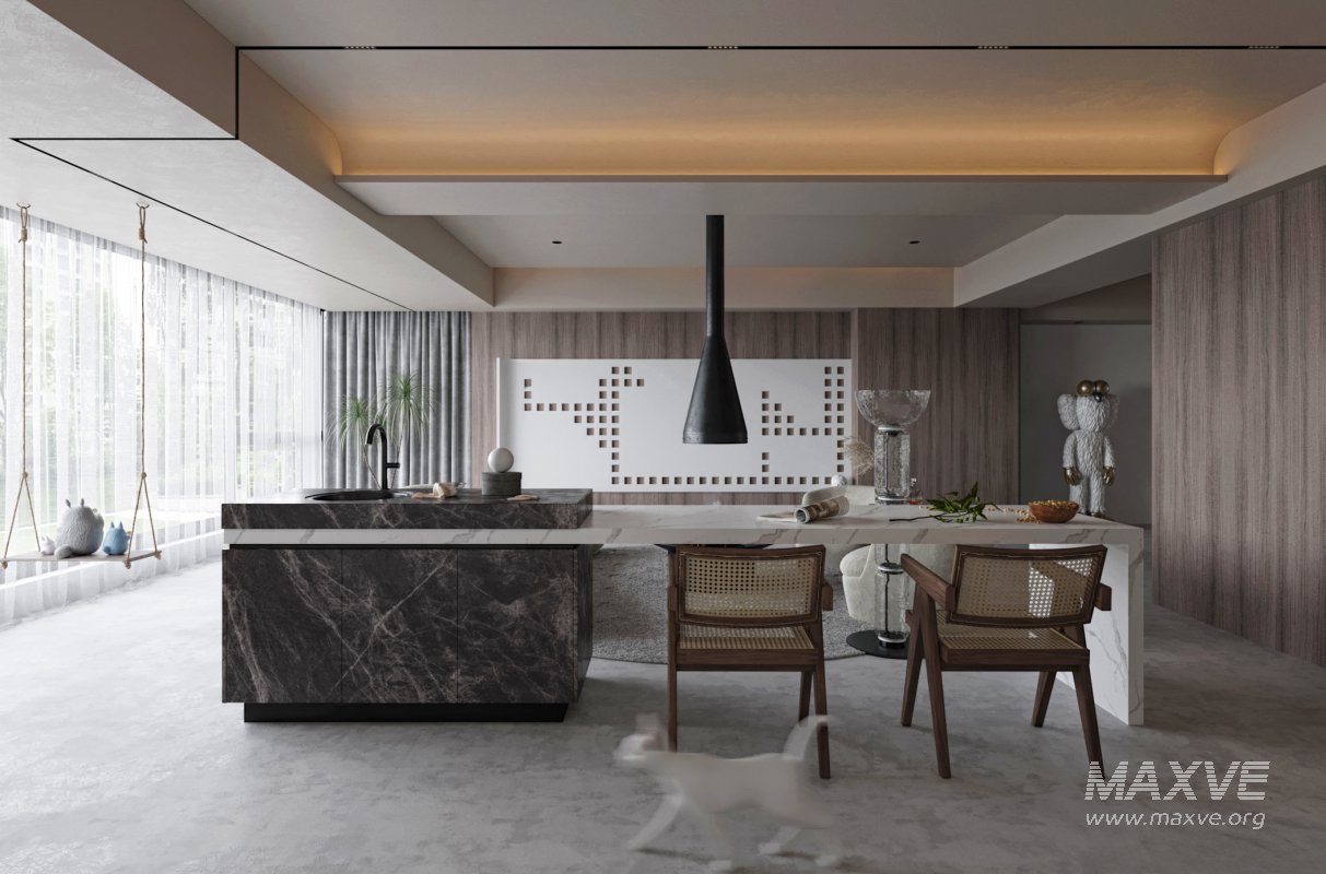 Modern living room and dining room interior scene - Image 2