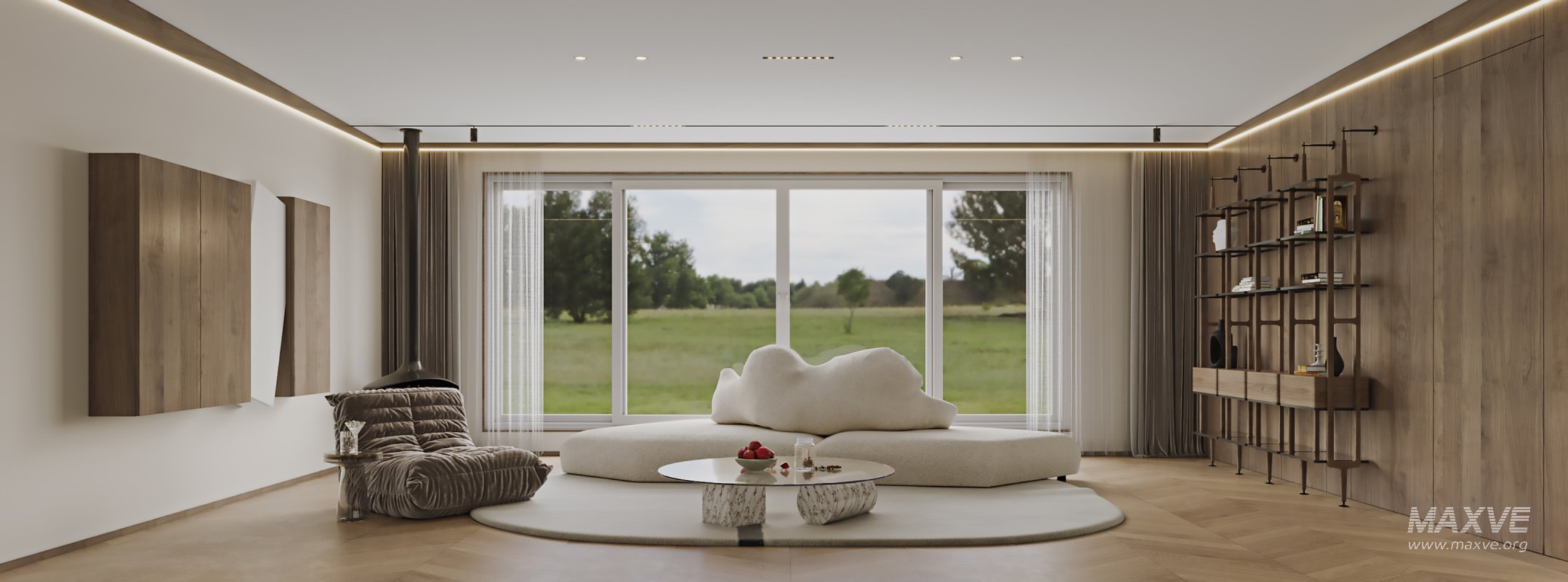 Modern living room and dining room kitchen bedroom interior scene - Image 10