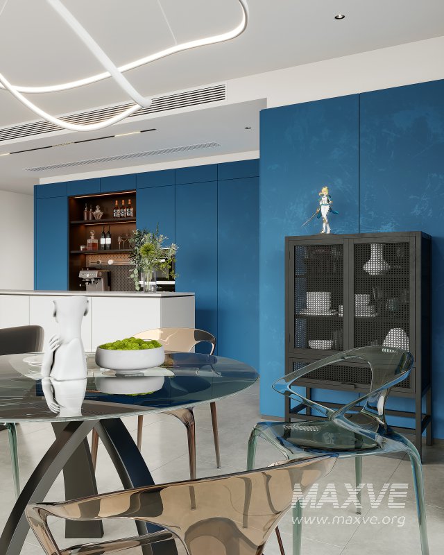 Modern living room and dining room interior scene - Image 9