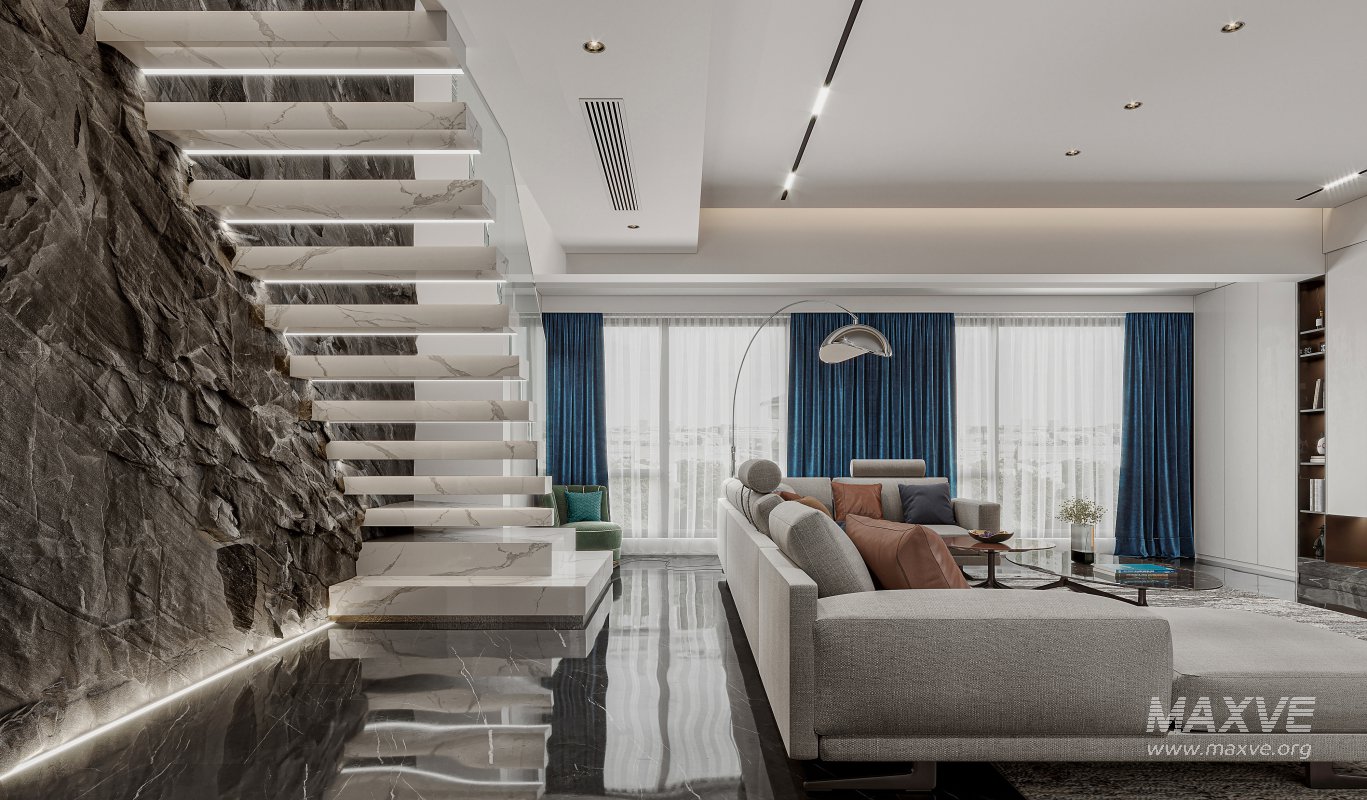 Modern living room and dining room interior scene - Image 5