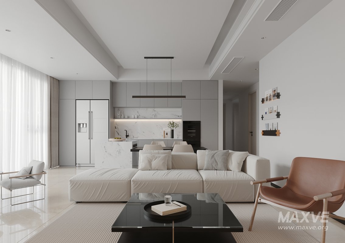 Modern living room and dining room interior scene - Image 3
