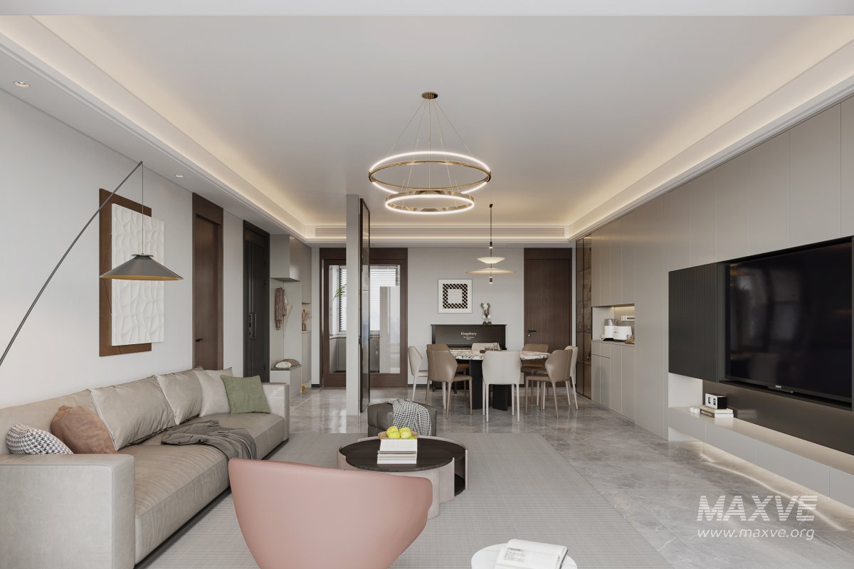 Modern living room and dining room interior scene - Image 3