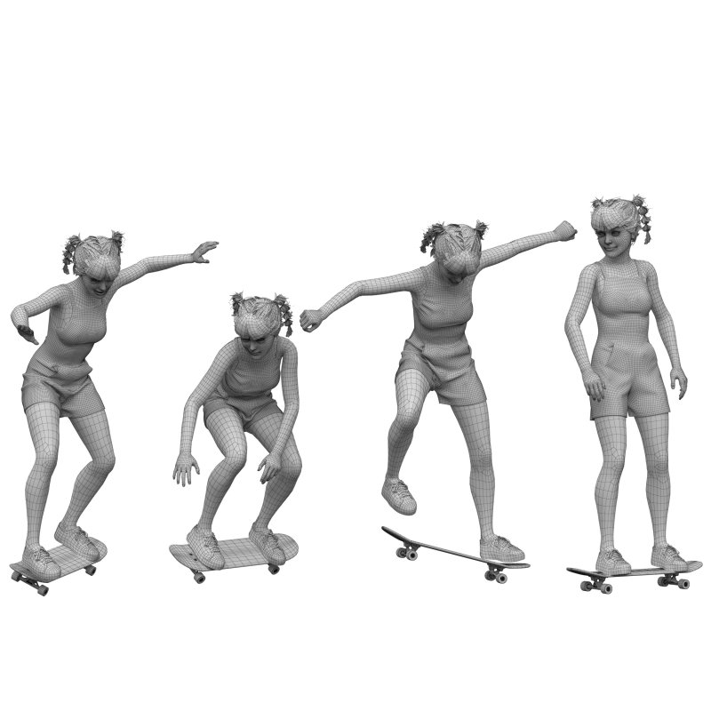 Girl skateboardin 4 poses - Image 5