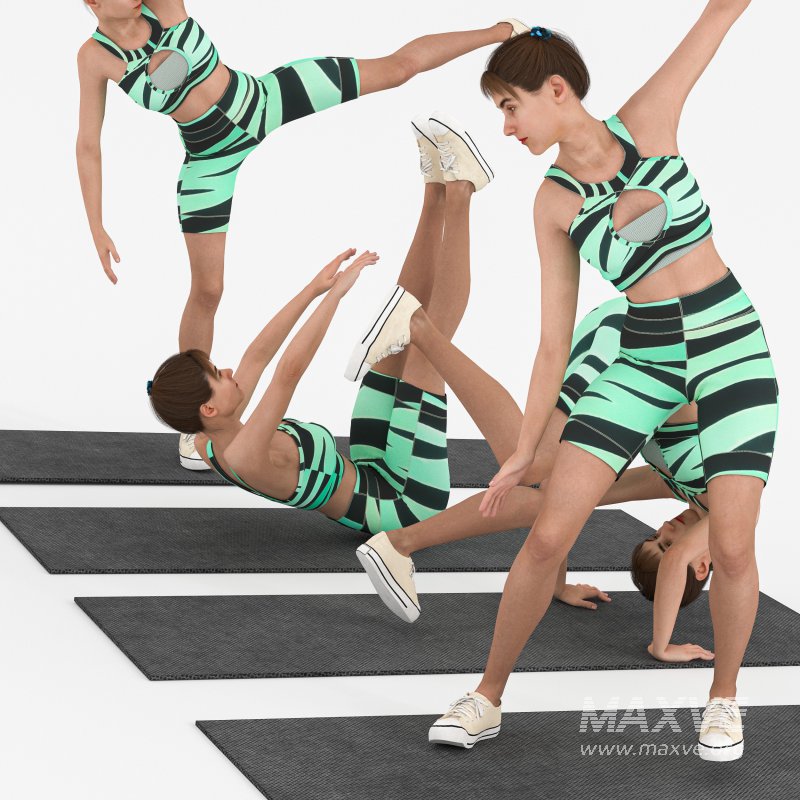 pilates workout outfit in 4 poses - Image 3