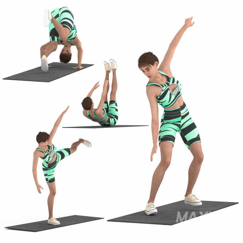 pilates workout outfit in 4 poses - Image 2