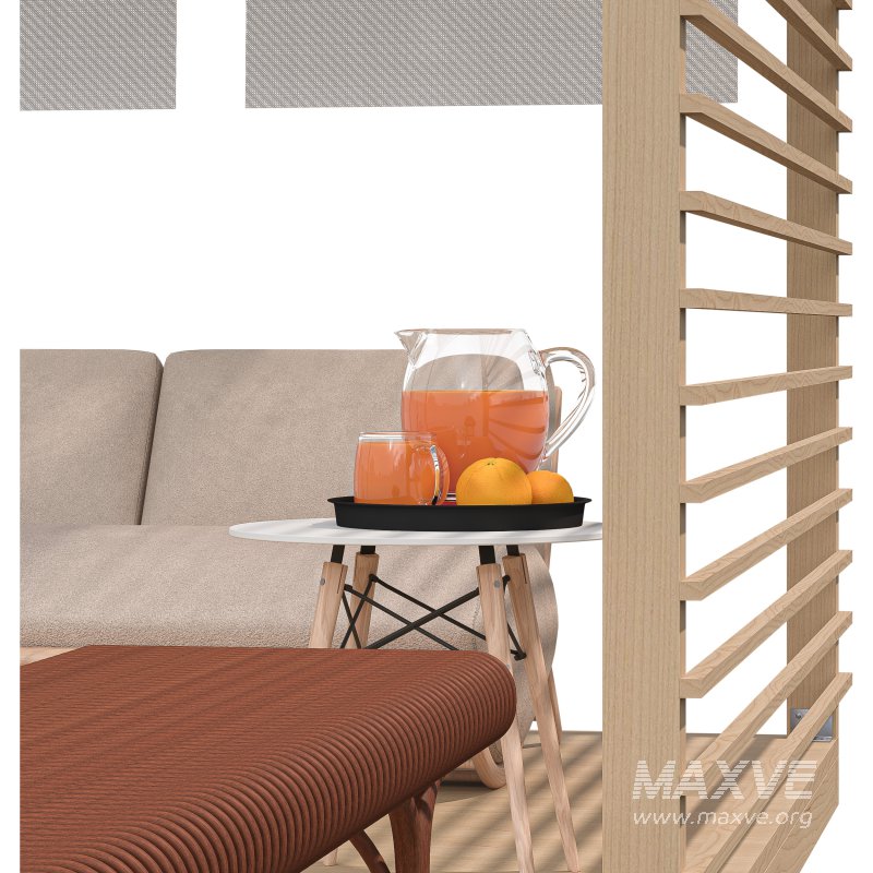 Pergola 3D Scene – Modern Outdoor Lounge and Dining Area - Image 6
