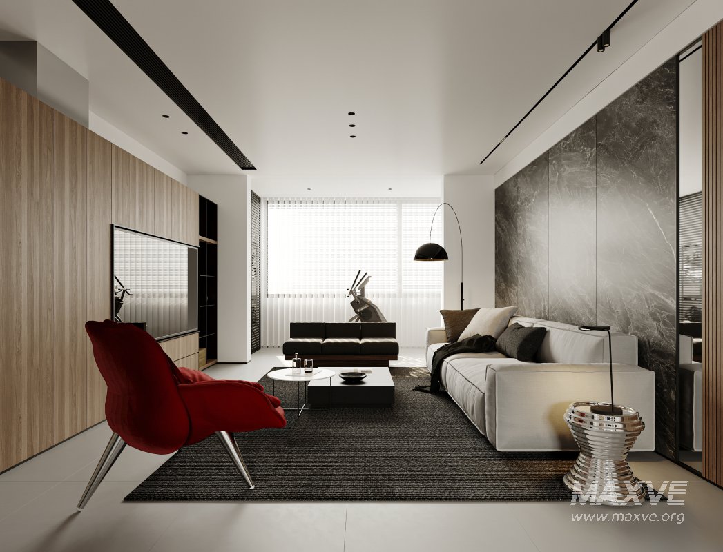 Modern living room and dining room interior scene - Image 2