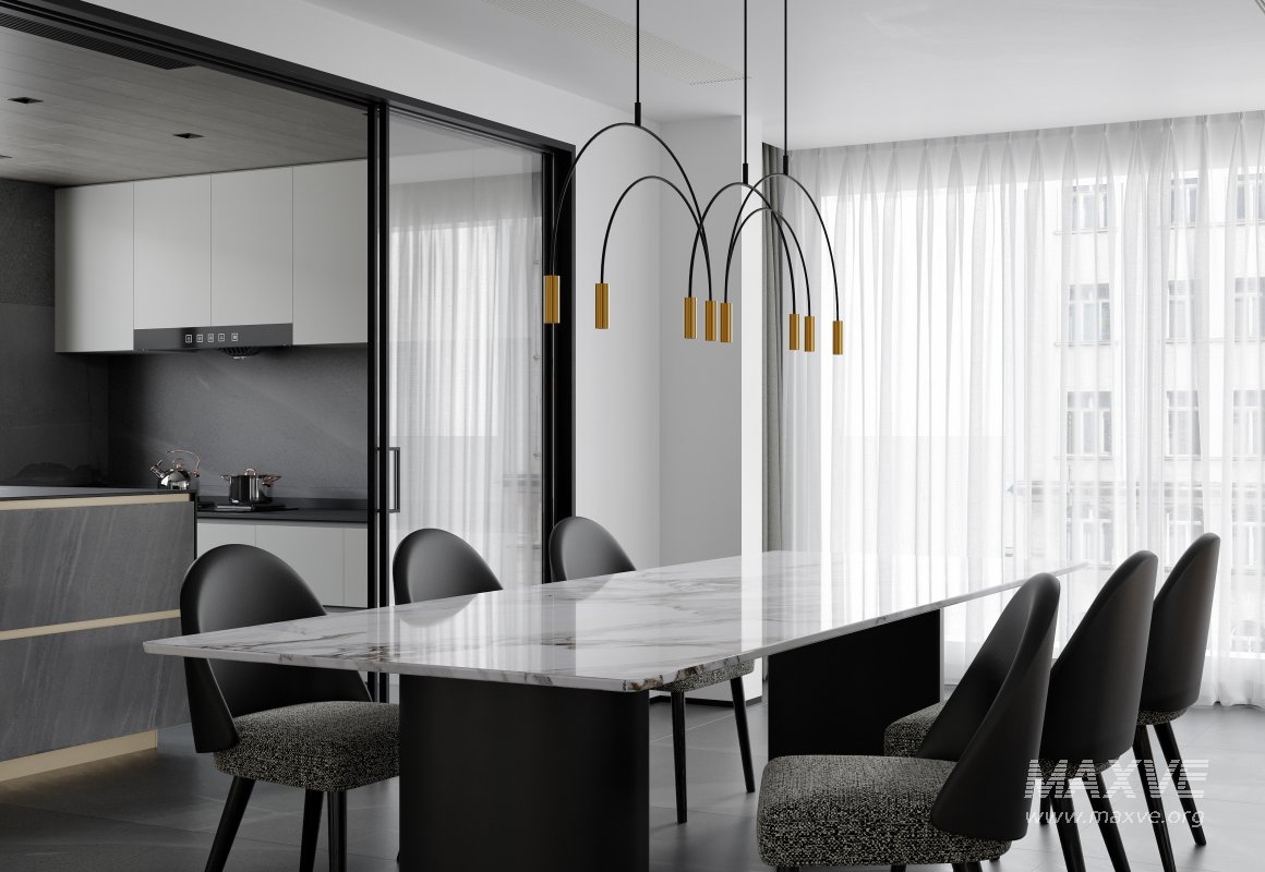 Modern living room and dining room interior scene - Image 3