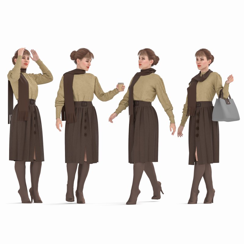 woman winter clothes in 4 poses - Image 2