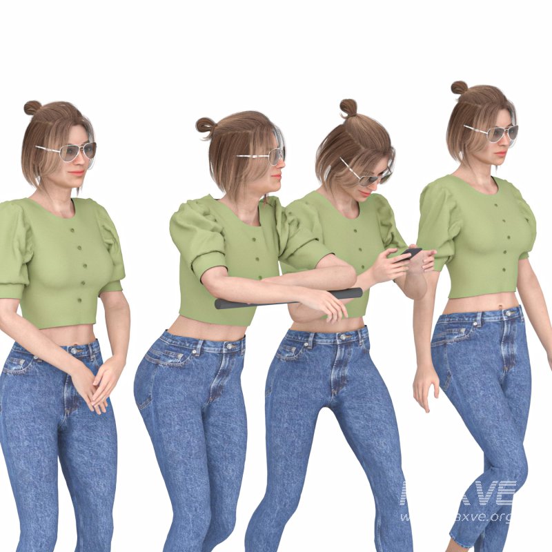 Casual Woman with Blue Jeans 04 Poses - Image 2